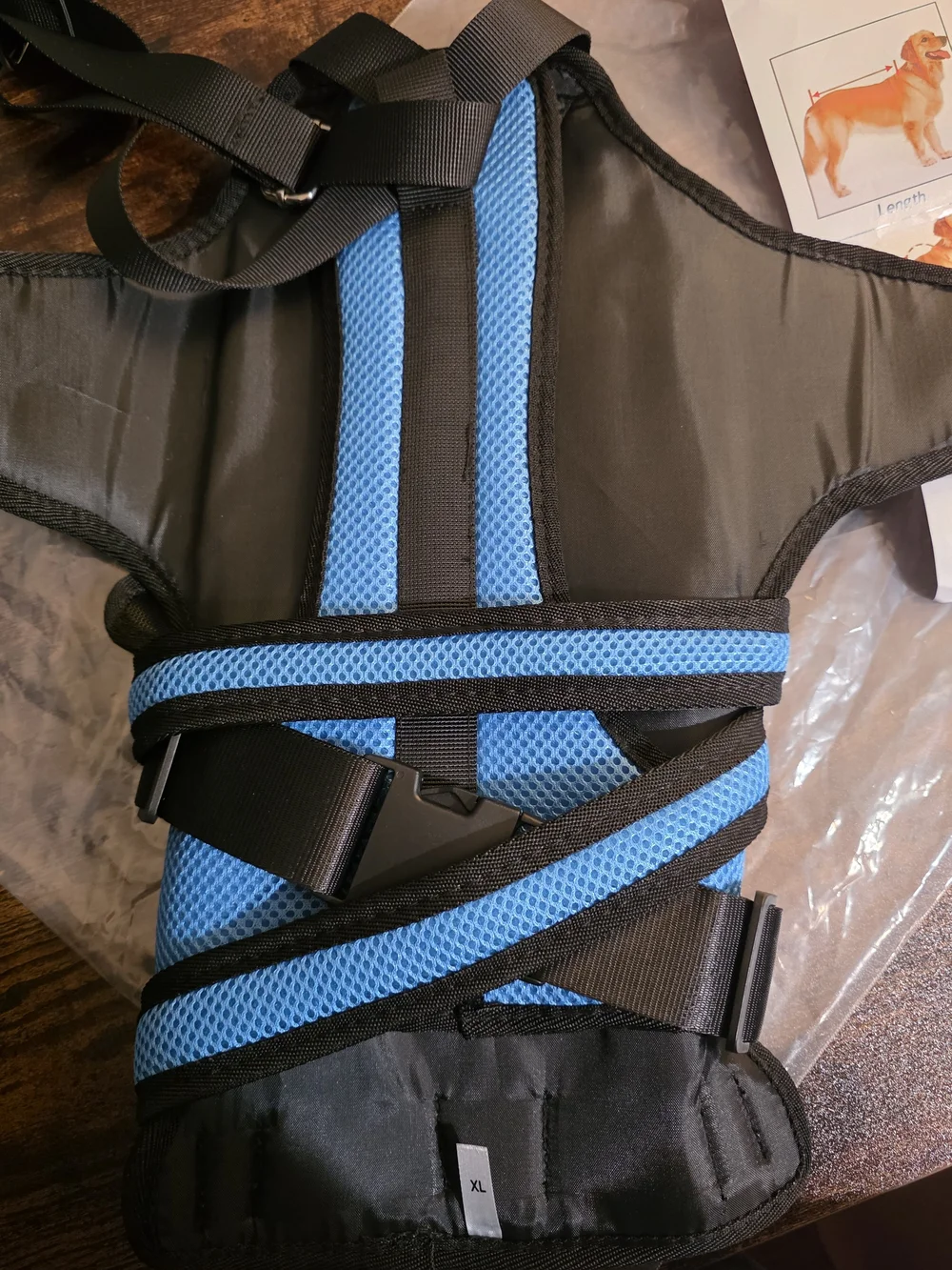 Blue/Black Dog Back Brace Support Harness